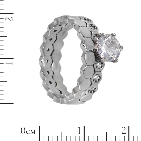 Кольцо 'Маэстро' с фианитами, родий