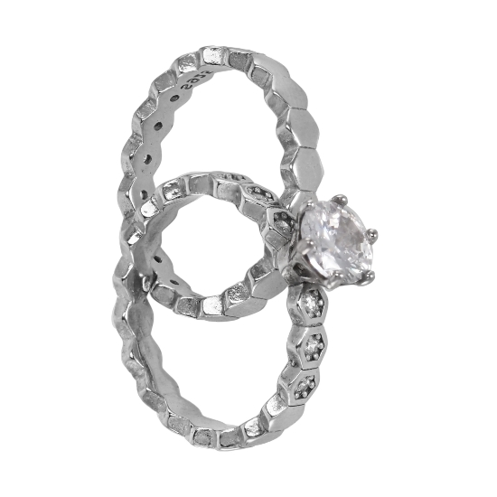 Кольцо 'Маэстро' с фианитами, родий