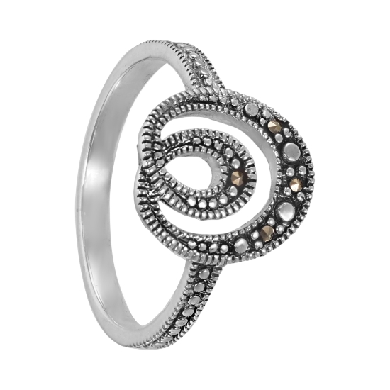 Кольцо 'Петля' с марказитами