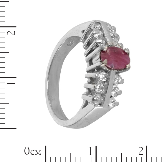 Кольцо 'Дана' с рубином и фианитами, родий
