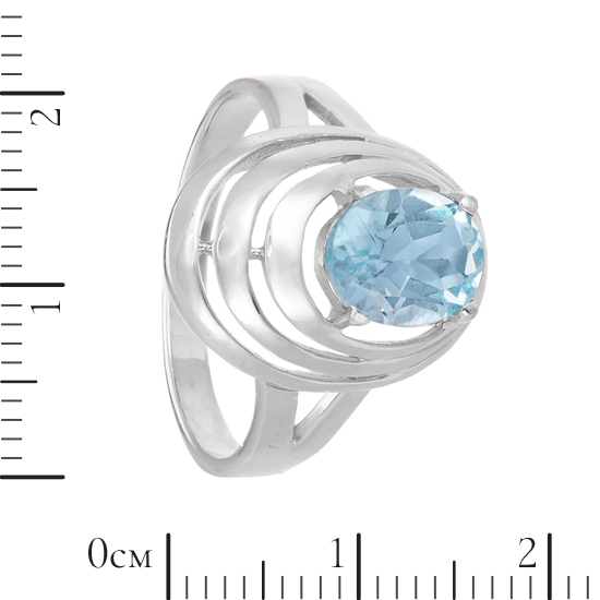 Кольцо 'Плеяды' с голубым топазом, родий