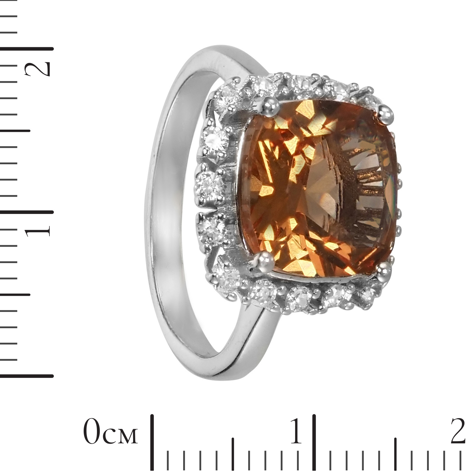 Кольцо 'Коби' с султанитом и фианитами, родий