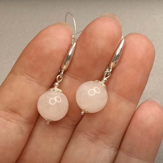 Серьги 'Джигли' с розовым кварцем