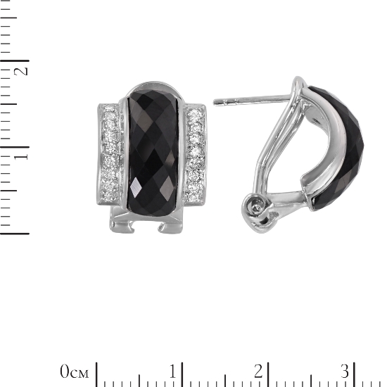 Серьги 'Сона' с агатом и фианитами, родий