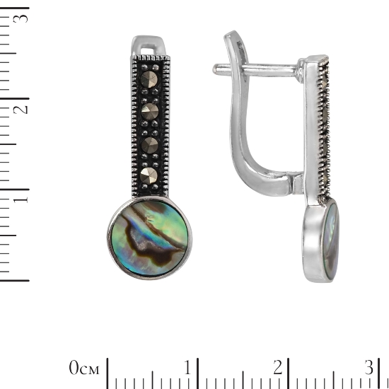 Серьги 'Гуама' с гелиотисом и марказитами