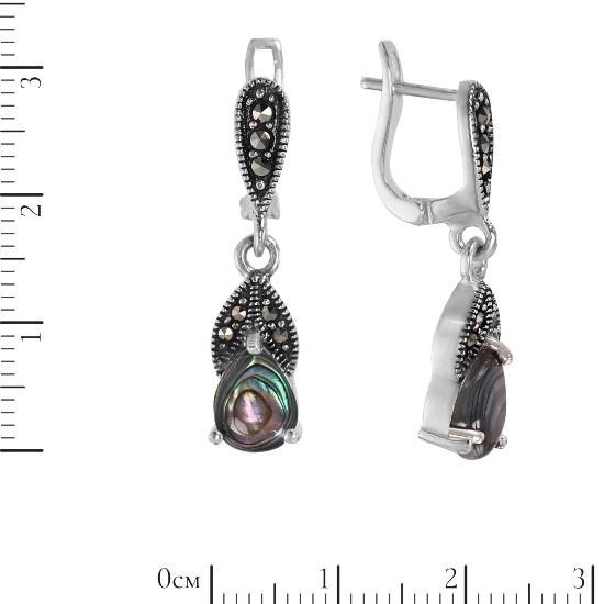 Серьги 'Лилия' с гелиотисом и марказитами