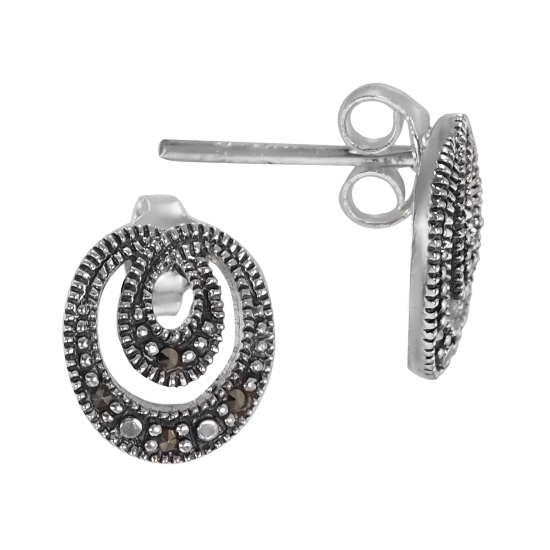 Серьги 'Петля' с марказитами