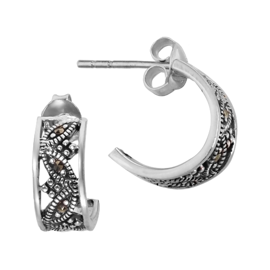 Серьги 'Полукруг' с марказитами