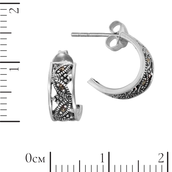 Серьги 'Полукруг' с марказитами