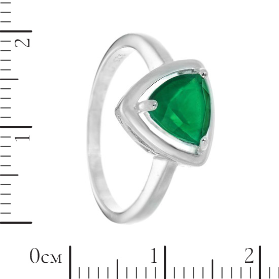 Кольцо 'Треугольник' с зеленым фианитом