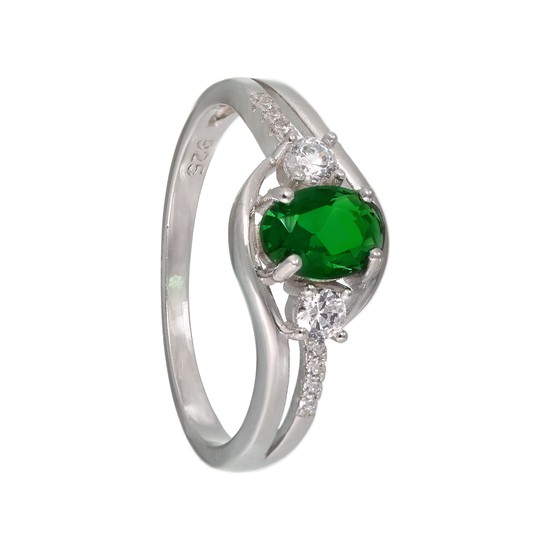 Кольцо 'Анжелика' с зеленым фианитом