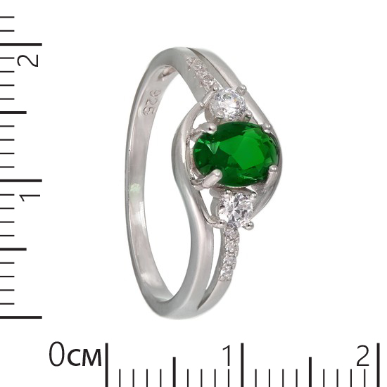 Кольцо 'Анжелика' с зеленым фианитом