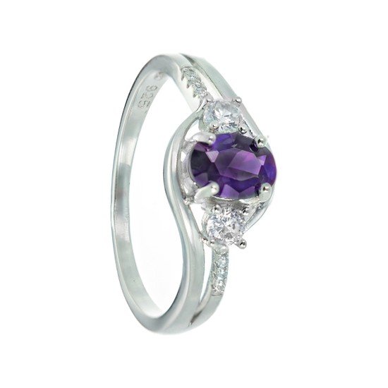 Кольцо 'Анжелика' с фиолетовым фианитом