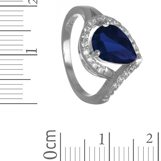 Кольцо 'Грация' с синим и белыми фианитами