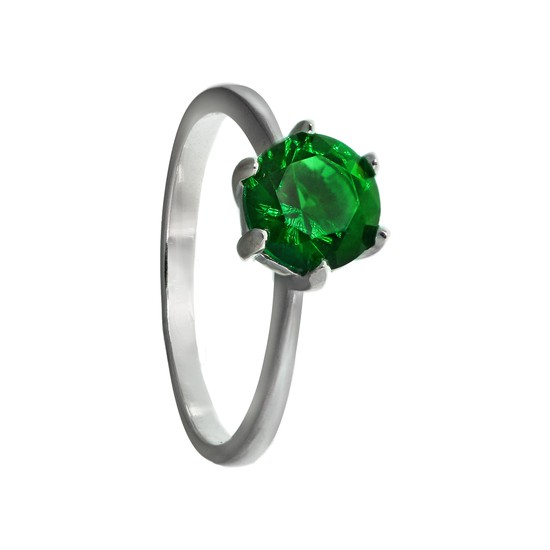 Кольцо 'Ева' с зеленым фианитом