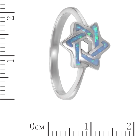 Кольцо 'Звезда' с синт опалом, родий