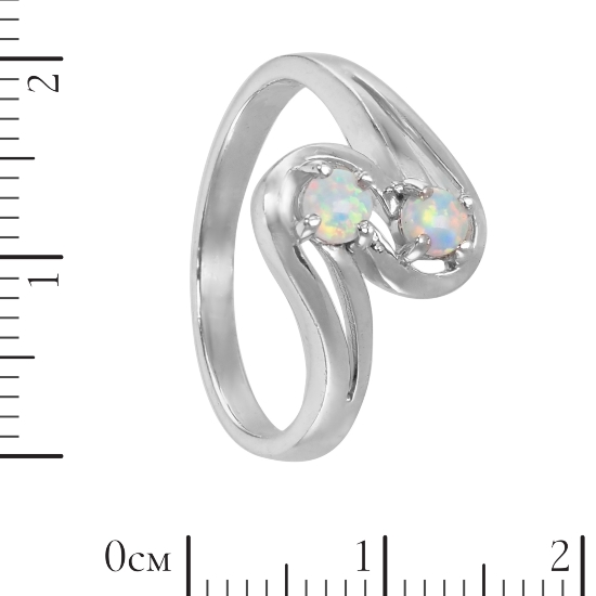 Кольцо 'Хвост' с синт опалом, родий