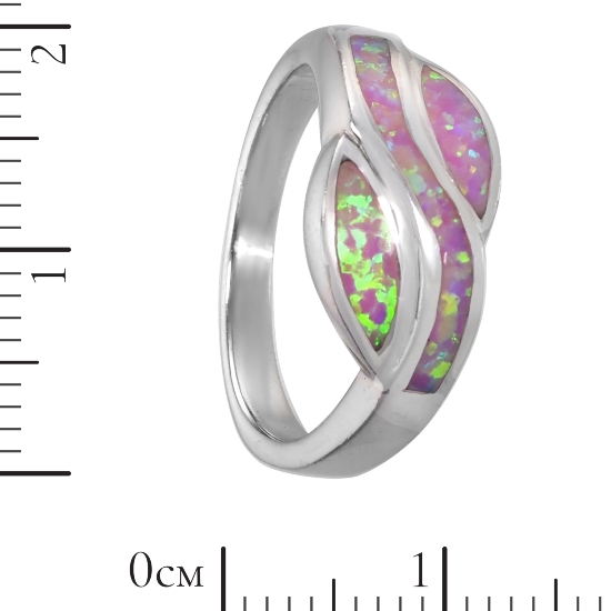 Кольцо 'Волна' с синт опалом, родий