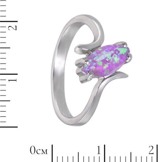 Кольцо 'Маркиз' с розовым синт опалом, родий