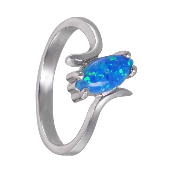 Кольцо 'Маркиз' с синт опалом, родий