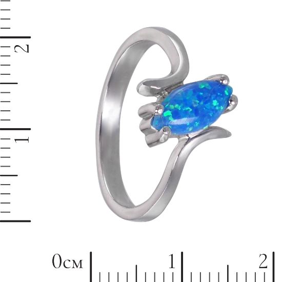 Кольцо 'Маркиз' с синт опалом, родий