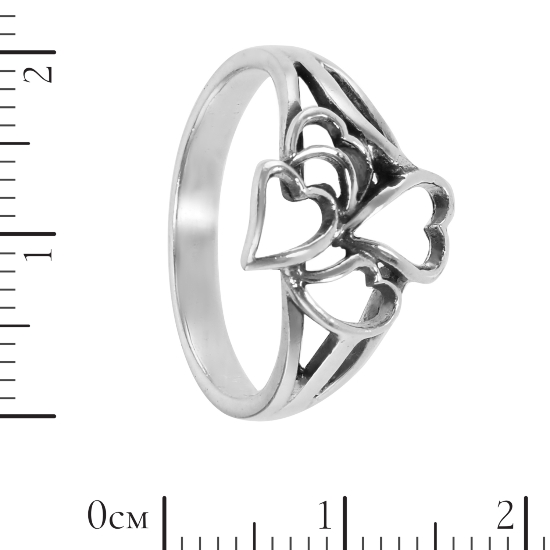 Кольцо 'Сердца' серебряное