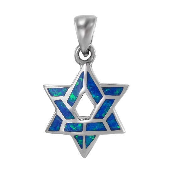 Подвеска 'Пентаграмма' с синт опалом, родий