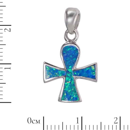 Подвеска 'Малтийский крест' с синт опалом, родий