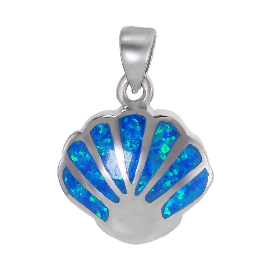 Подвеска 'Ракушка' с синт опалом, родий