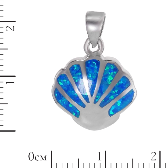 Подвеска 'Ракушка' с синт опалом, родий