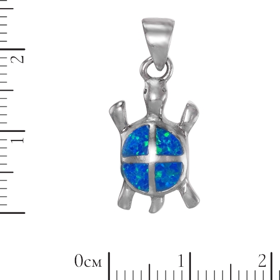 Подвеска 'Черепашка' с синт опалом, родий