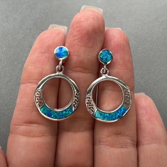 Пуссеты 'Мака' с синт опалом, родий